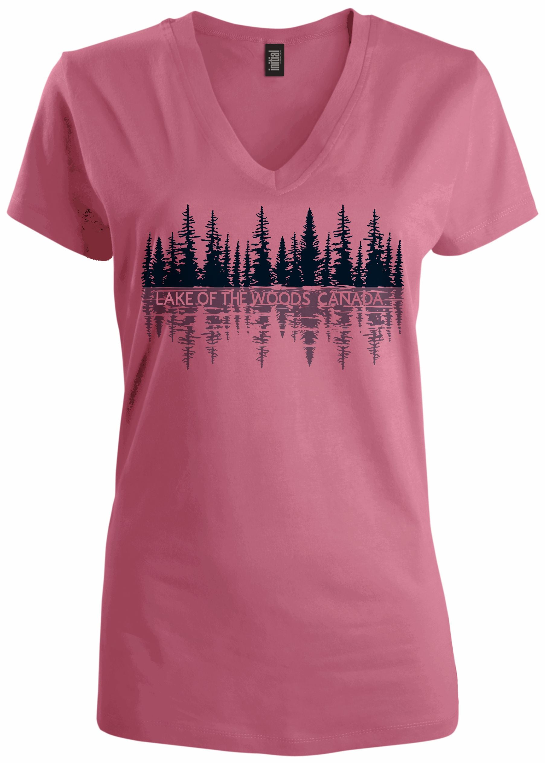 Raspberry LOTW Canada Fir Trees V-neck Women T-shirt