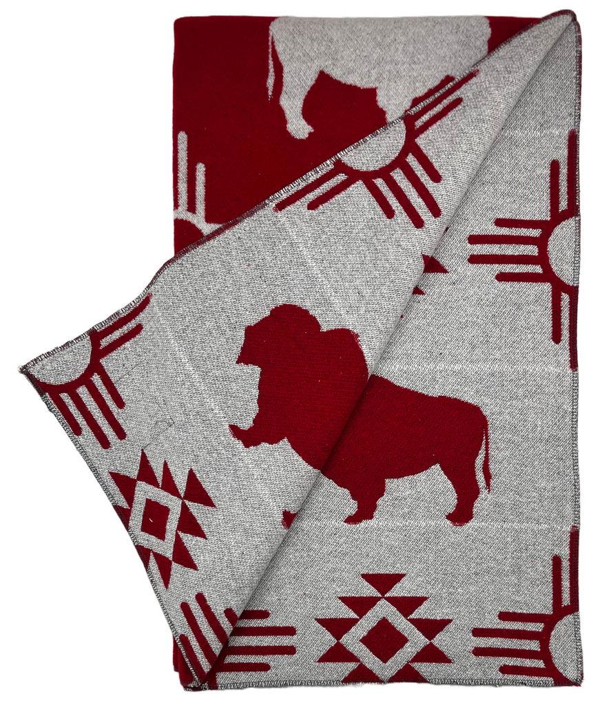 Red Buffalo 100% Polyester Buffalo Cross Throw Blanket With Wonderful Box Packing.