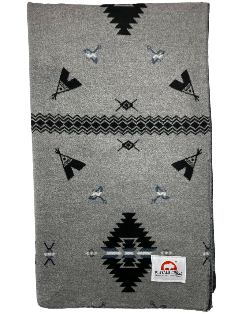 Teepee Grey 100% Polyester Buffalo Cross Throw Blanket With Wonderful Box Packing.