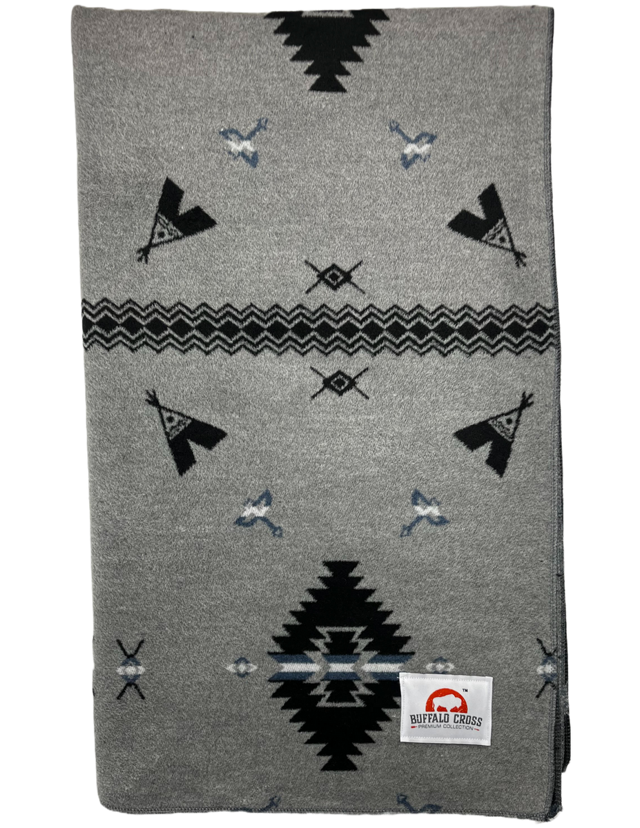 Buffalo Cross Throw Blanket - Teepee Grey #6 – TheSeasonsShop