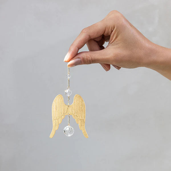 Mini Suncatcher Made Of Brass With Gold Plating, Crystal, Suction Cup With A Metal Hook And A Chain Extension For Hanging