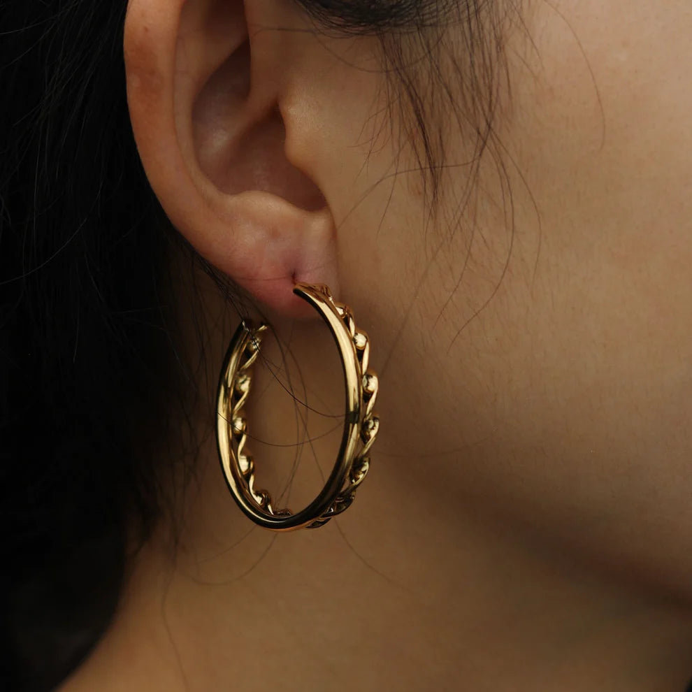Double Stacked Gold Hoops Esme Earrings