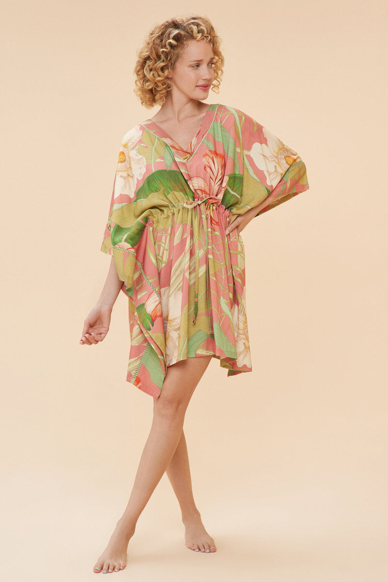 Powder Floral pattern beach cover up summer pink green women's clothing