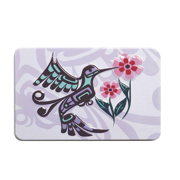 Embossed Metal Magnet With Hummingbird Design