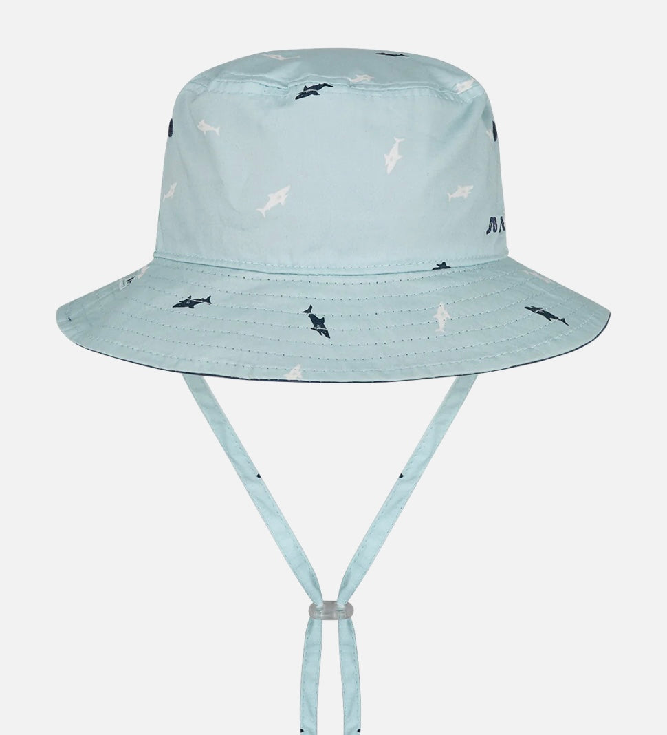 Baby boys reversible Kooringal hat with adjustable chin strap