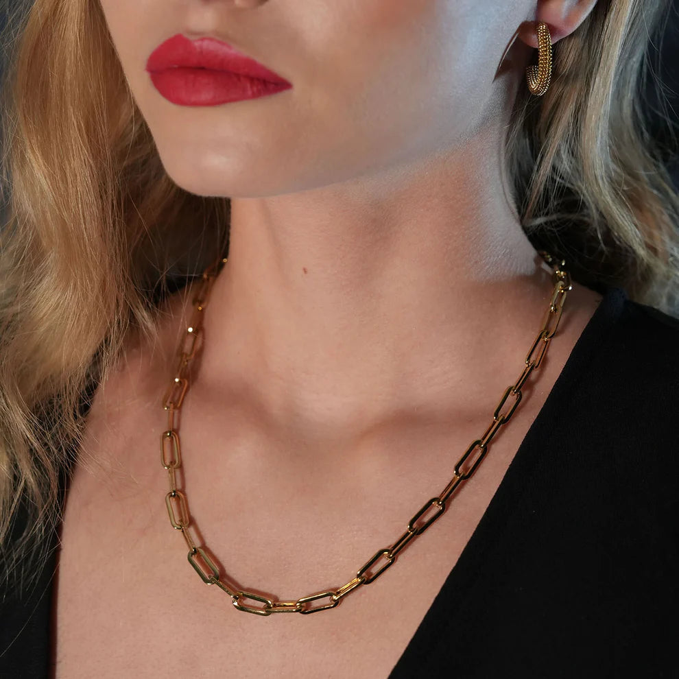 Contemporary Paper Clip Gold Chain Jacinta Necklace