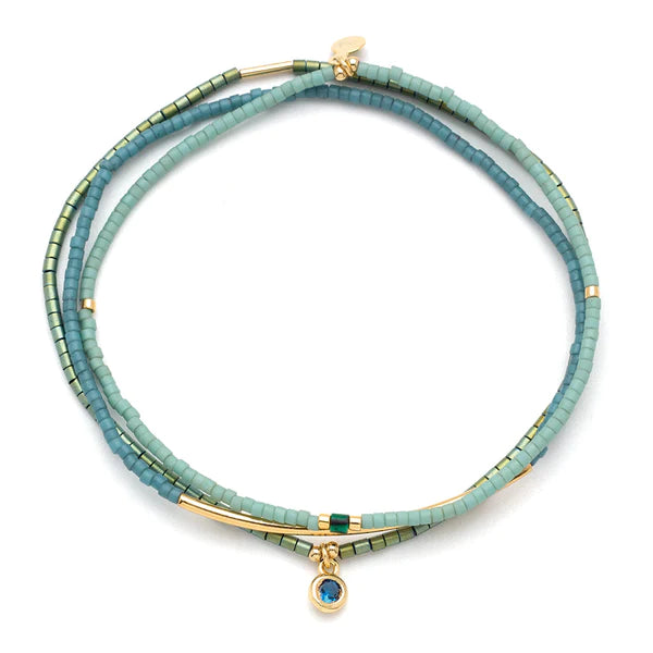 Turquoise Color Tonal Trio 14K Gold or Sterling Silver Dipped Bracelet