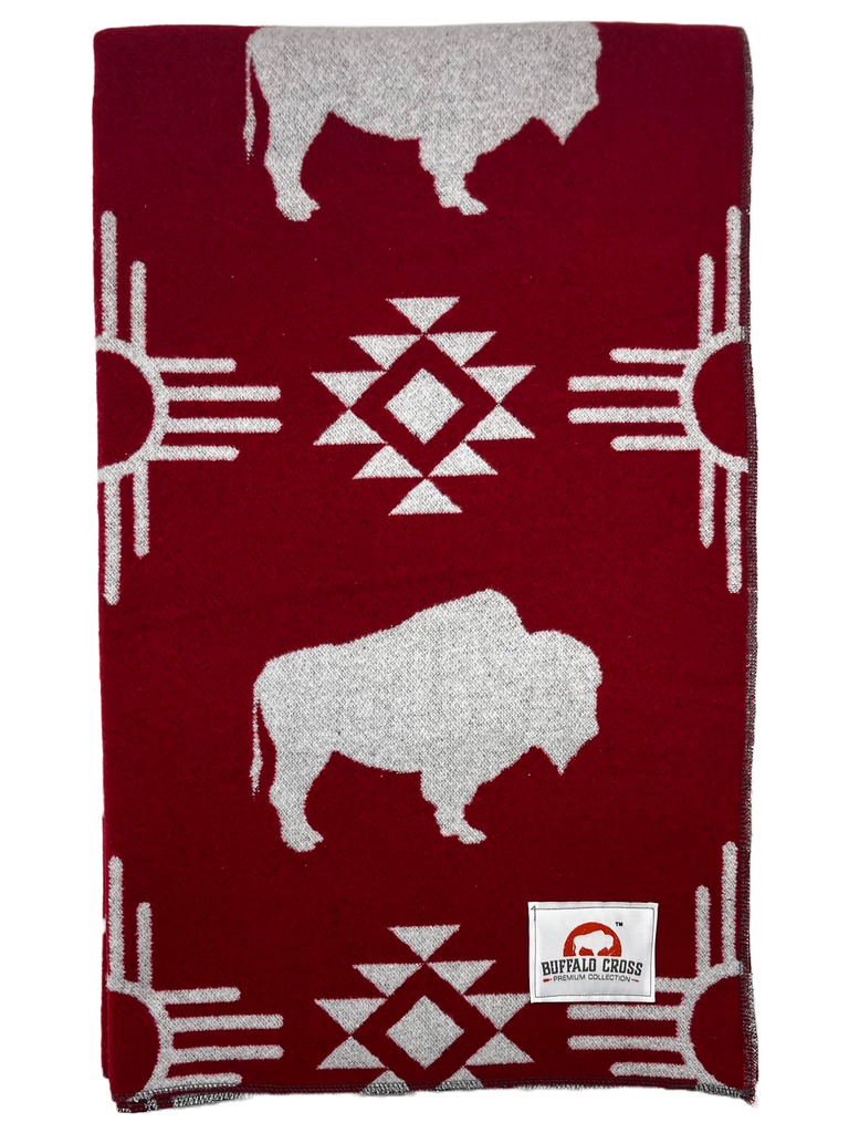 White Buffalo 100% Polyester Buffalo Cross Throw Blanket With Wonderful Box Packing.