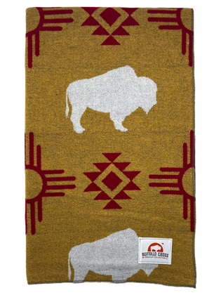 White Buffalo Mustard 100% Polyester Buffalo Cross Throw Blanket With Wonderful Box Packing.