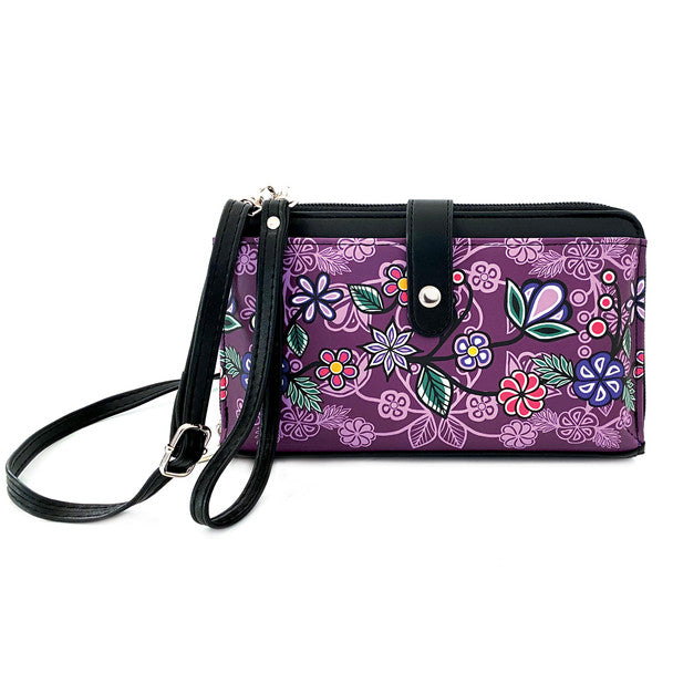 Stylish Ojibwe Floral Crossbody Bag With An Adjustable Strap  
