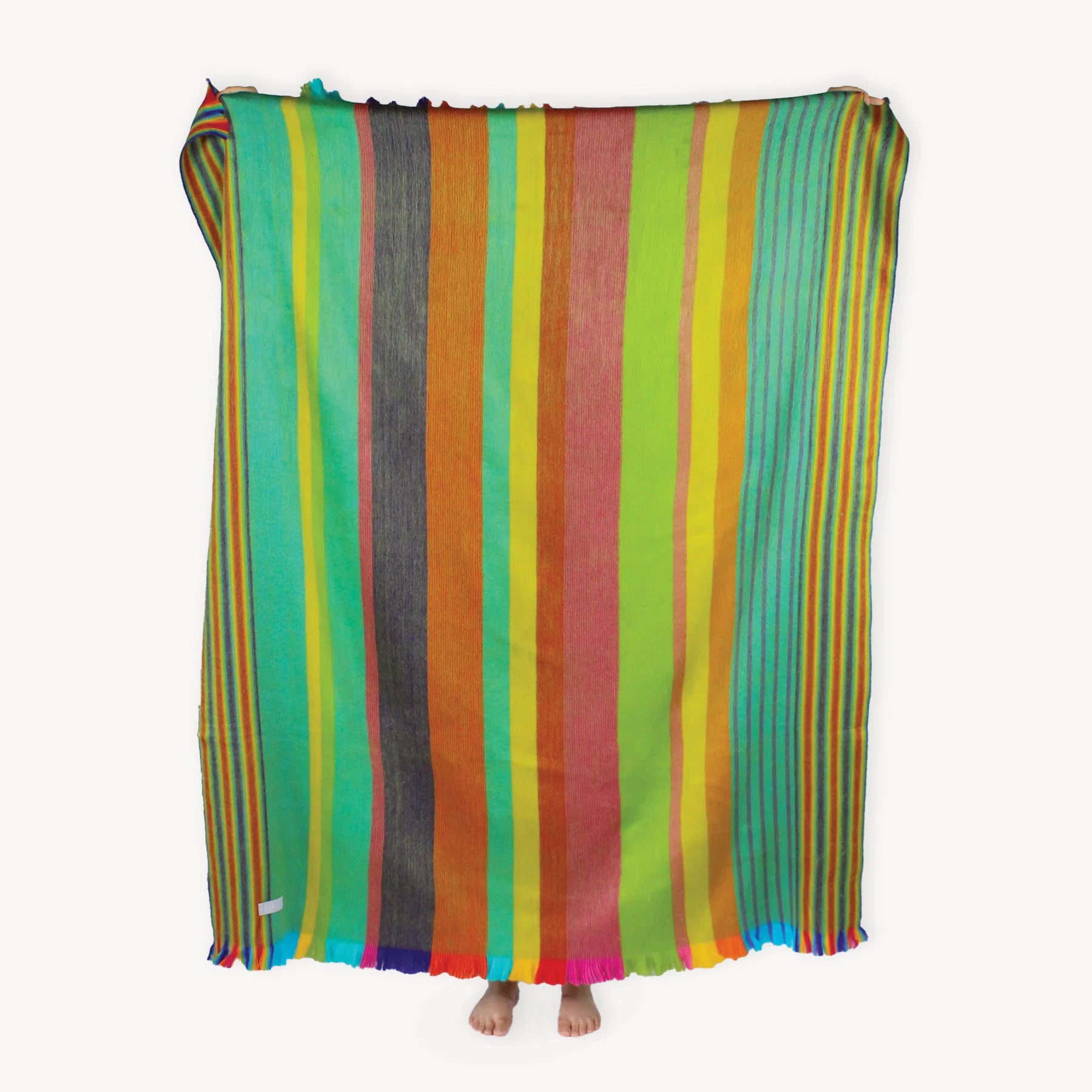 Tropical Multi Stripe 20% Alpaca, 80% Acrylic; Hand-loomed And Machine-woven Blanket