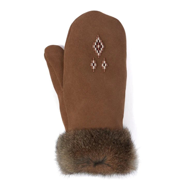 Cozy And Soft Oak color Manitobah Fur Trim Mitt