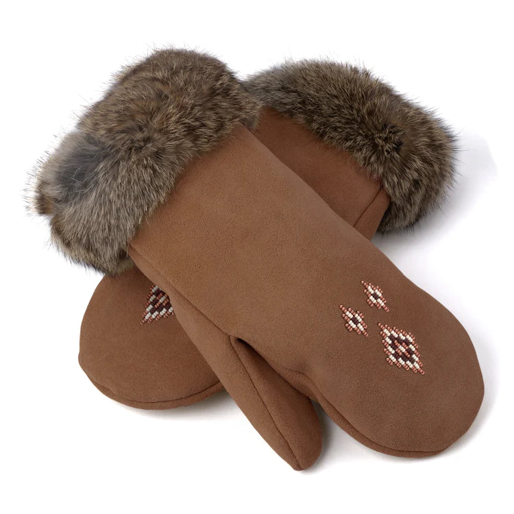 Cozy And Soft Oak color Manitobah Fur Trim Mitt