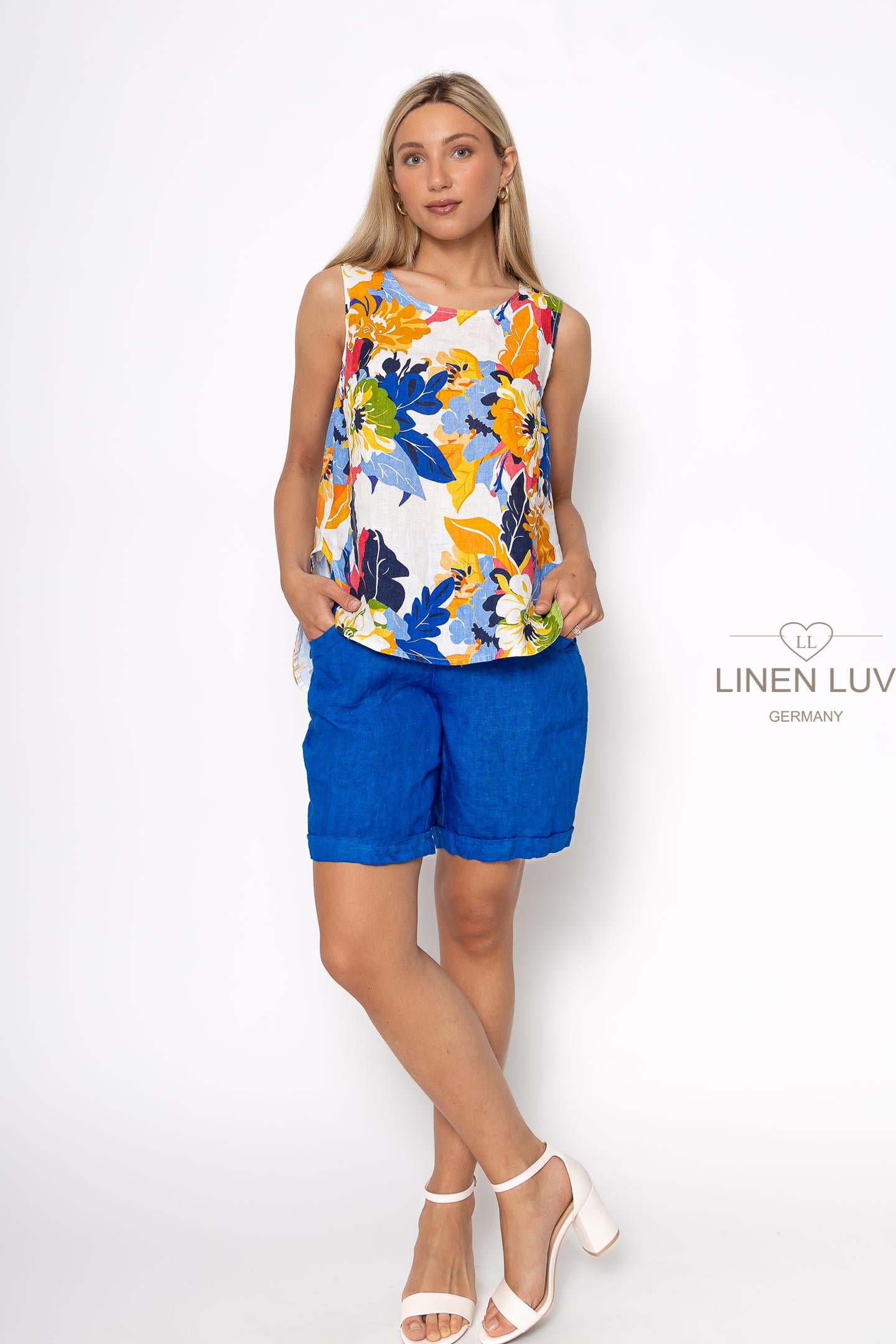 100% Linen Colourful Sleeveless Top