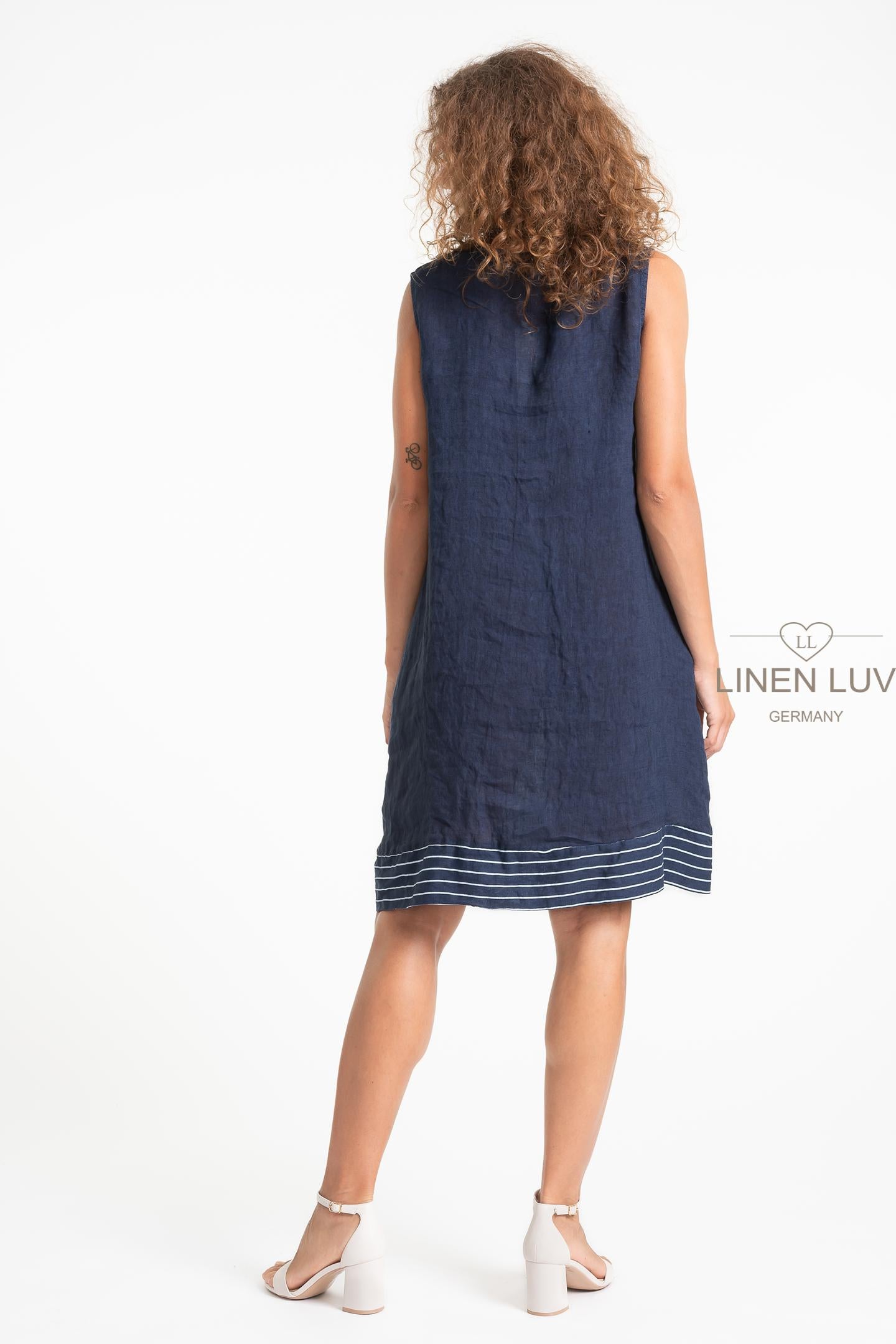 100% Linen, Navy-Coloured Shift Dress