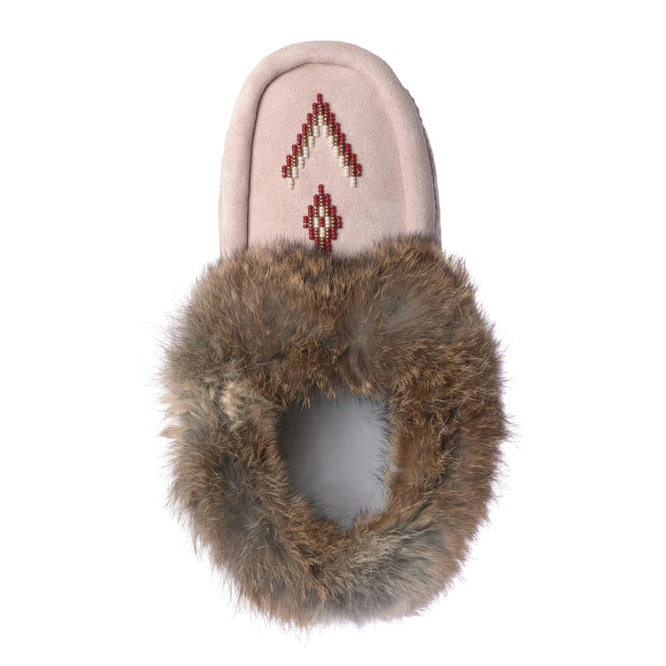 Pink Color Manitobah Mukluk Ladies Tipi Fur Trim Moccasin