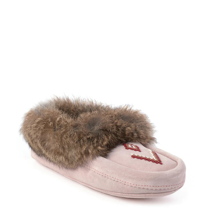 Pink Color Manitobah Mukluk Ladies Tipi Fur Trim Moccasin