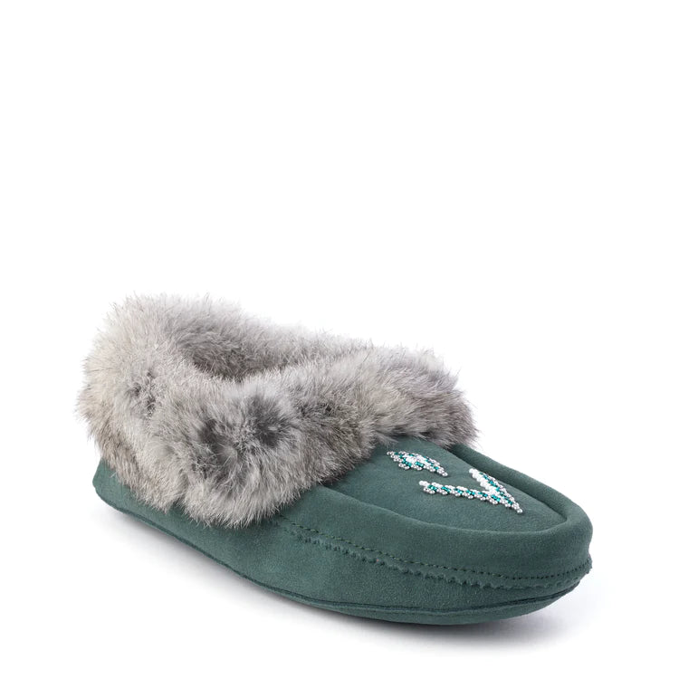 Sage Color Manitobah Mukluk Ladies Tipi Fur Trim Moccasin