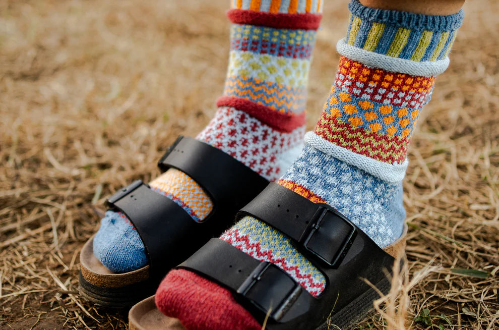 Toasty Warm Fig Crew Solmate Socks With Beautiful Iconic Print
