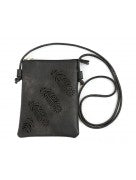 Black Color Feather Style Crossbody cellphone Bag With Adjustable Strap 