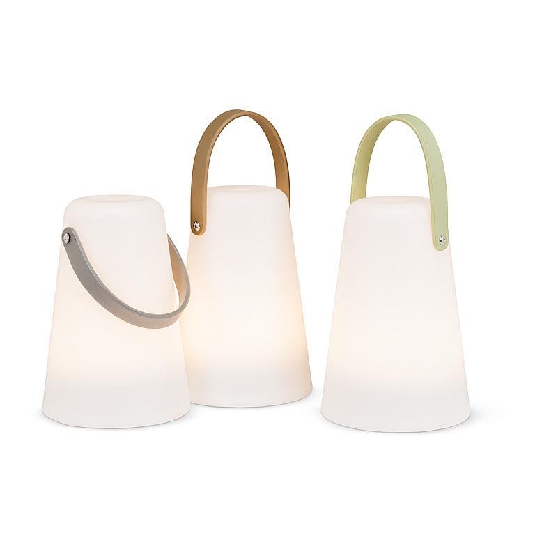 Cone shaped LED lantern with leather handle 