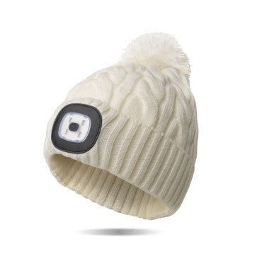 One Size Pom Pom Rechargable Hat With USB charging