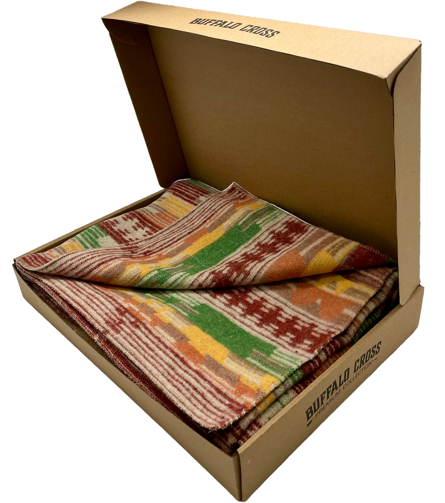 Prairie Grass 100% Polyester Buffalo Cross Throw Blanket With Wonderful Box Packing.