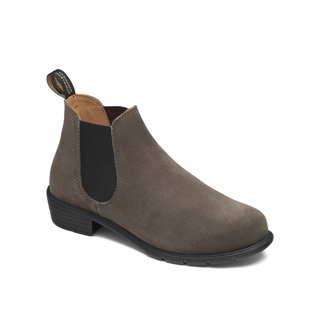 Ladies low heel dark grey sueded blundstone style 2173 water-resistant boot.