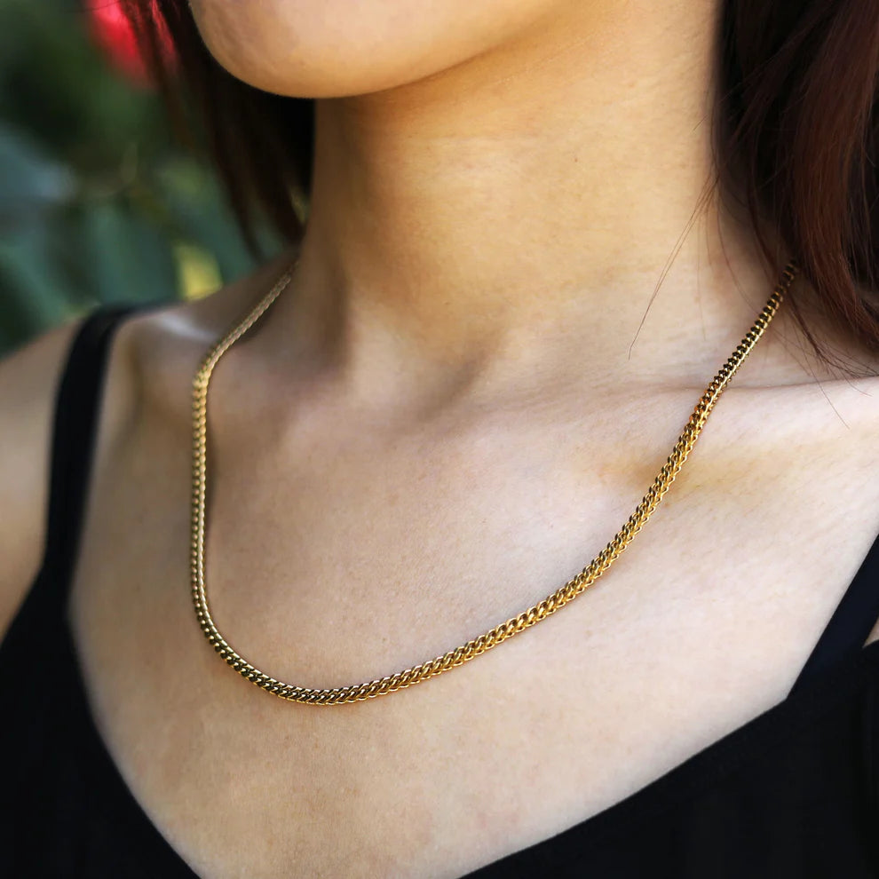 Hackney jewelry featuring a link gold chain necklace.
