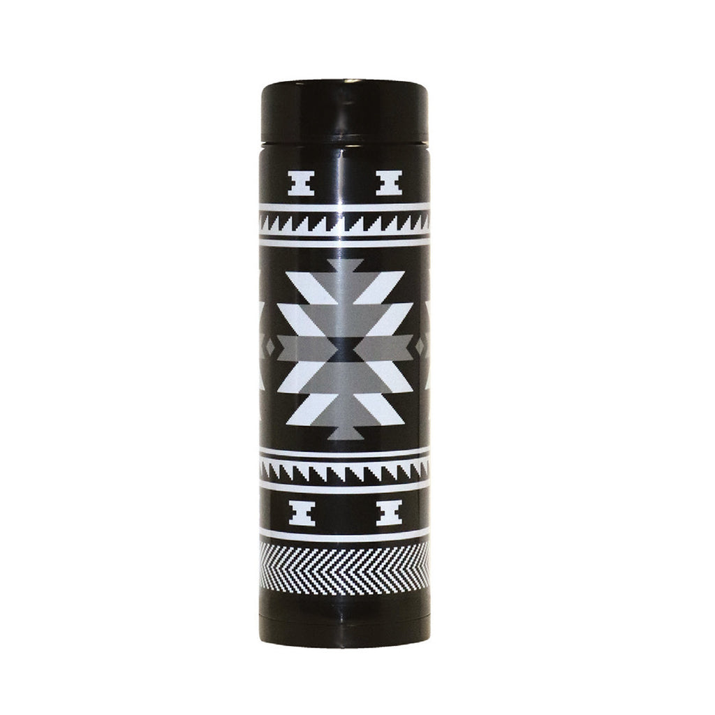 These insulated tumblers come with a removable tea strainer and feature an Indigenous design. Made of double-walled food grade stainless steel, each tumbler ensures your beverage is kept cold for twelve hours or hot for six hours.