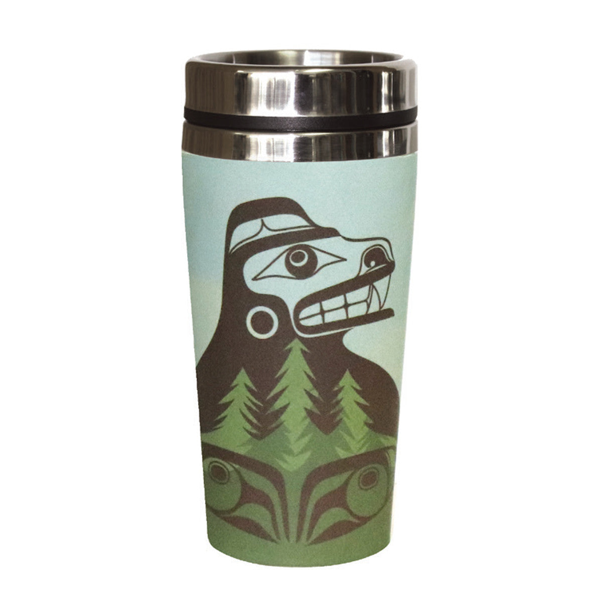 Featuring a stainless steel interior to keep your beverage hot and a bamboo fiber exterior with an Indigenous design, you can be stylish as well as eco-friendly.