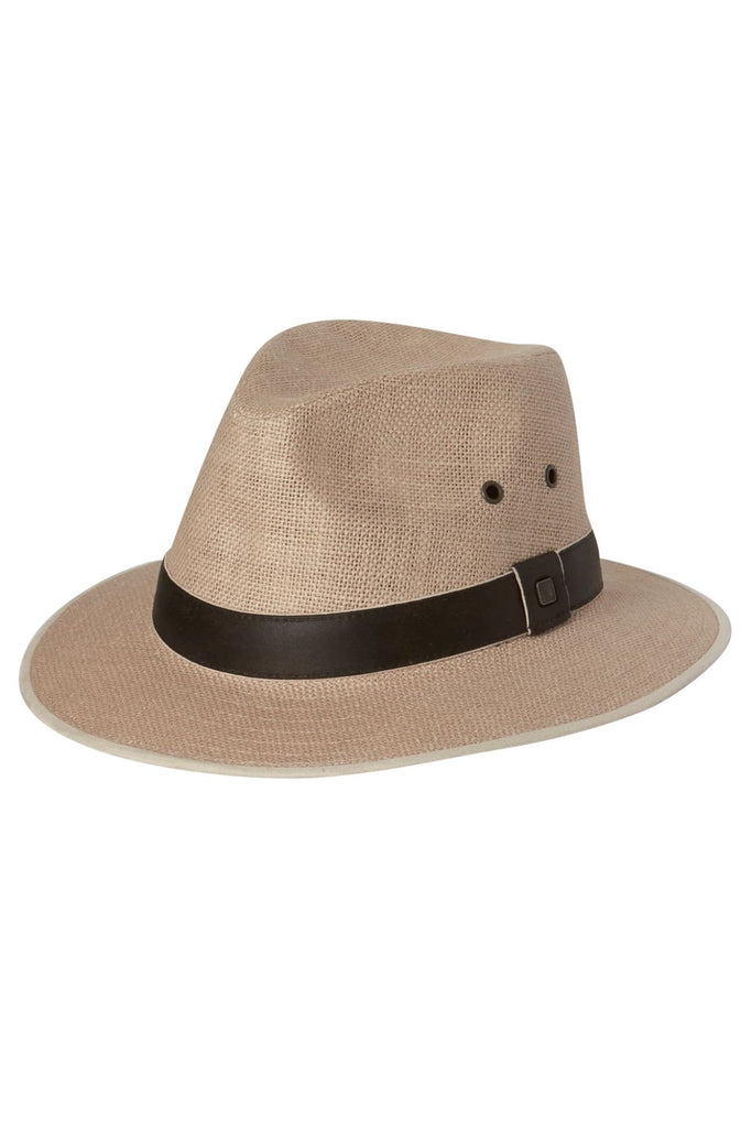 Kooringal mens summer hat with leather crown band and metal eyelets