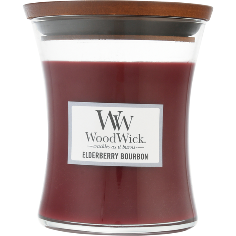Woodwick scented candles allows you to enjoy the crackle of a fire from the comfort of your own home with your favourite scent of elderberry bourbon.