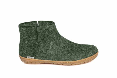 Forest Green coloured wool glerup boot with rubber bottom