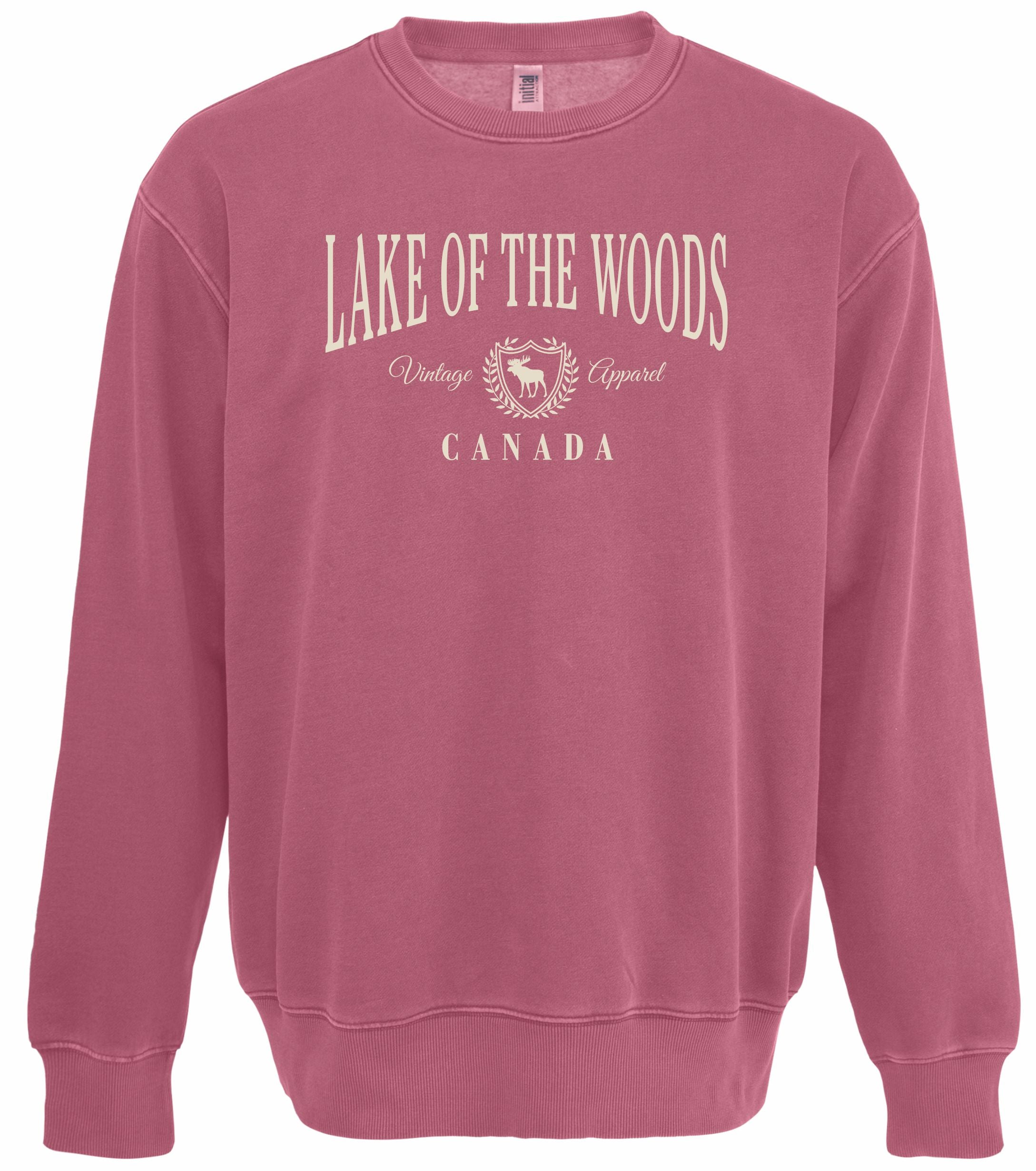 Raspberry LOTW Vintage Apparel With Embroided Moose Sweatshirt