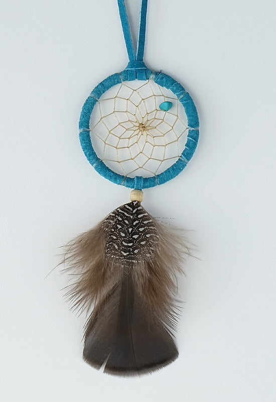 2" Dreamcatcher Turquoise with brown feather