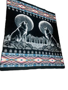 Black Wolves and Moon Native Spirit Blanket