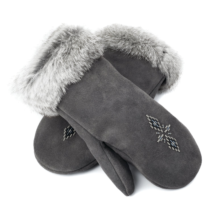 Cozy And Soft Charcoal color Manitobah Fur Trim Mitt