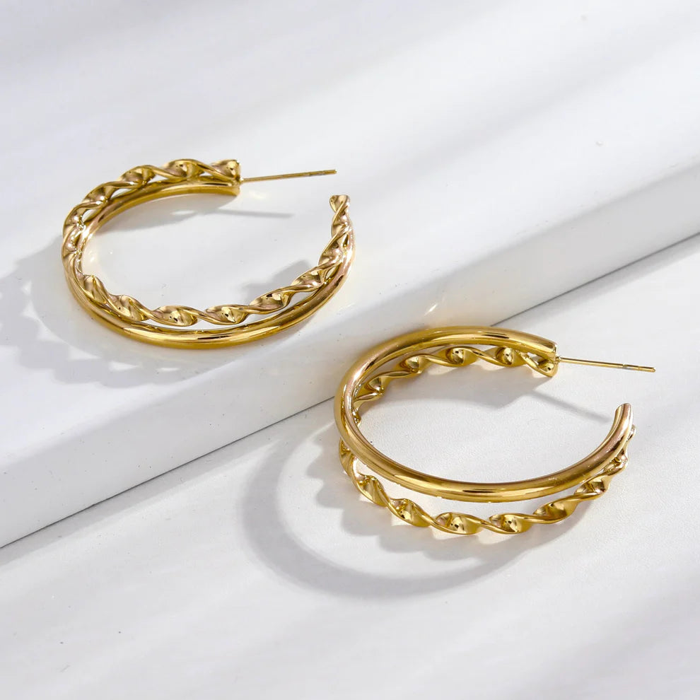 Double Stacked Gold Hoops Esme Earrings