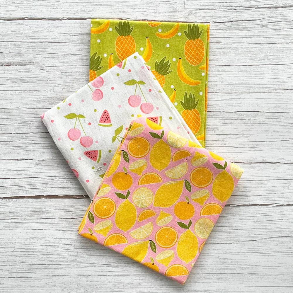 Set of Three  Fruit Print  Kitchen Towels