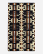 Pendleton's popular 1923 Harding pattern, in a supersized towel woven of thick cotton velour.  Dark brown and oatmeal colors.