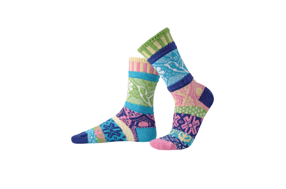 Toasty Warm Crew Solmate Socks With Beautiful Iconic Print Of Hummingbird And Flowers