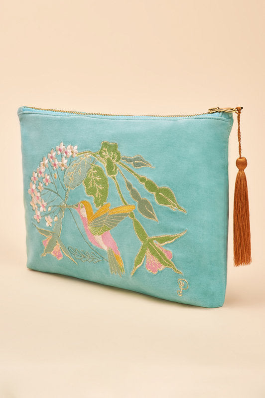 Embroidered Velvet Pouch