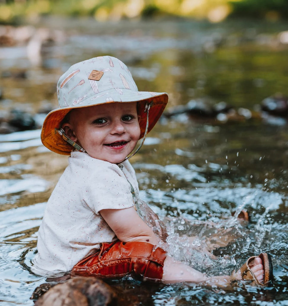 Baby boys kooringal reversible bucket hat with adjustable strap