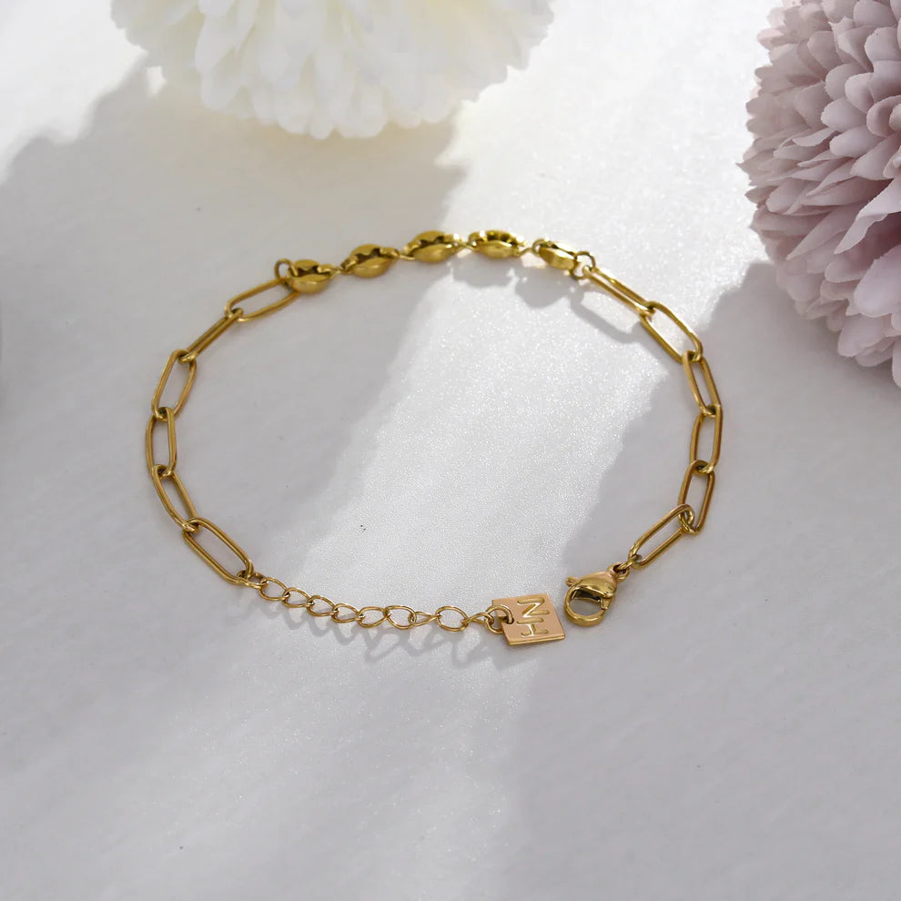 Paper-Clip & Oval-Beads Chain Izara Bracelet