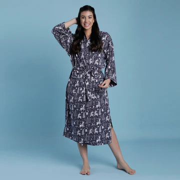 Blue Color 100% Cotton Winter Wonderland Robe 