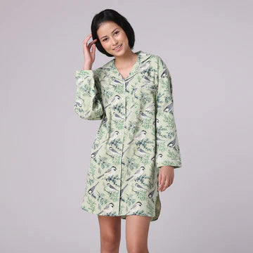 Green Color 100% Cotton Jardin Nightshirt  