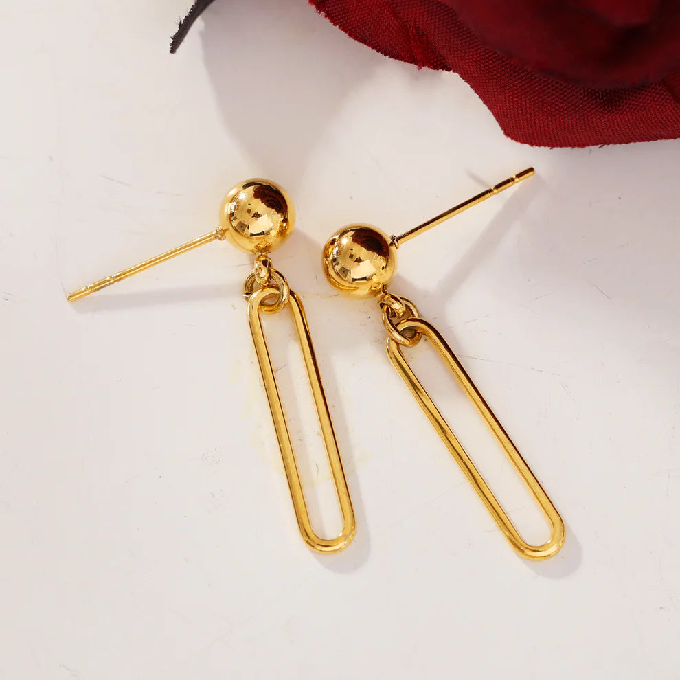 Contemporary Paper-Clip & Ball-Bead Dulce Earrings