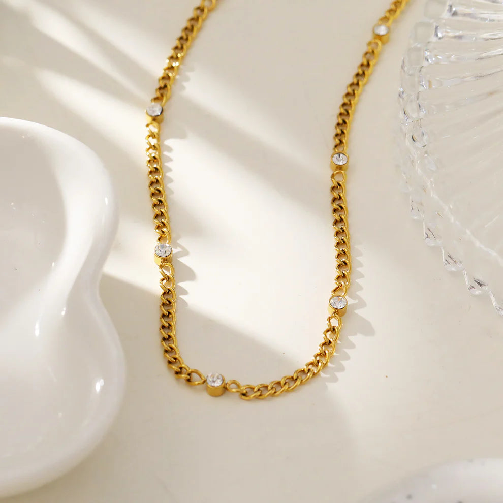 Zirconia Beaded Chain Peniquik Necklace