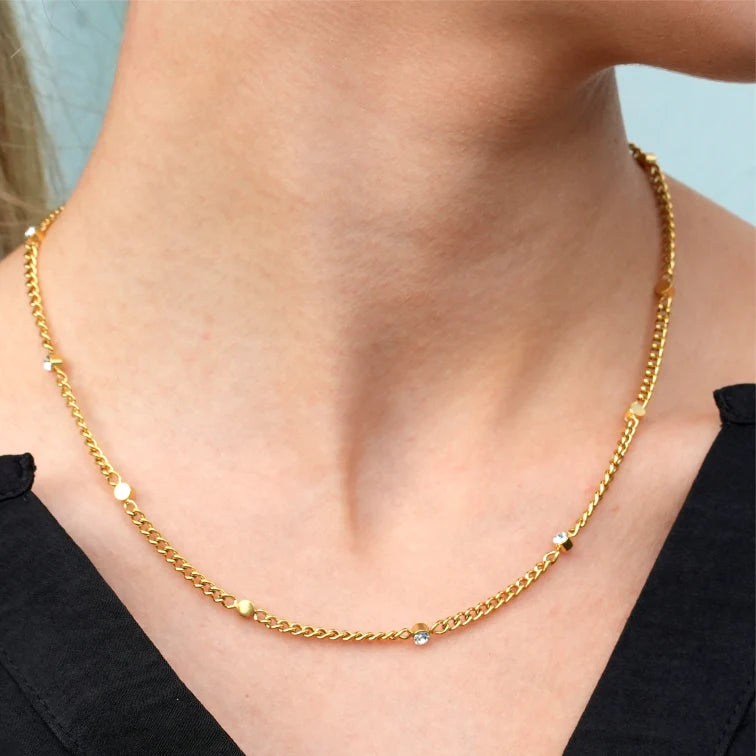 Zirconia Beaded Chain Peniquik Necklace